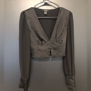 Crop top black long sleeve shirt.